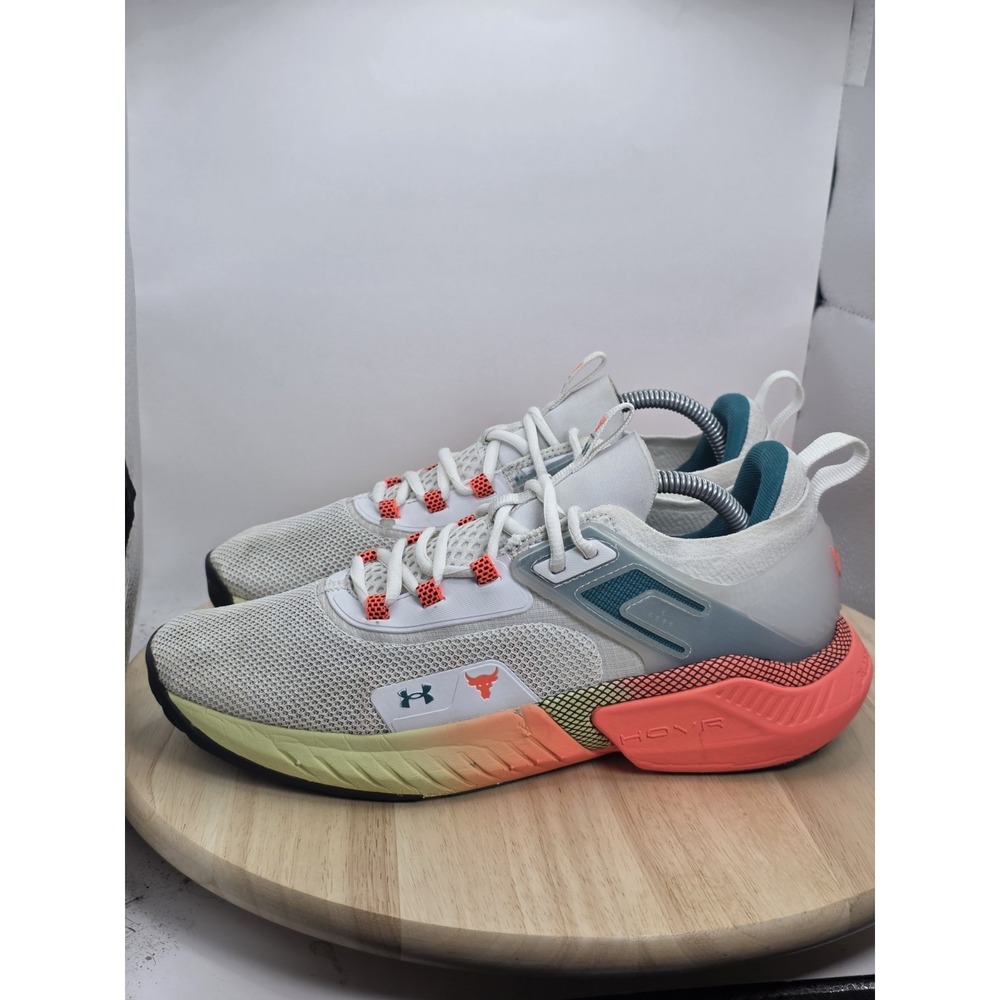 Men's 9 - Under Armour Project Rock 5 Sneakers Shoes White Miami Vice 3025435104